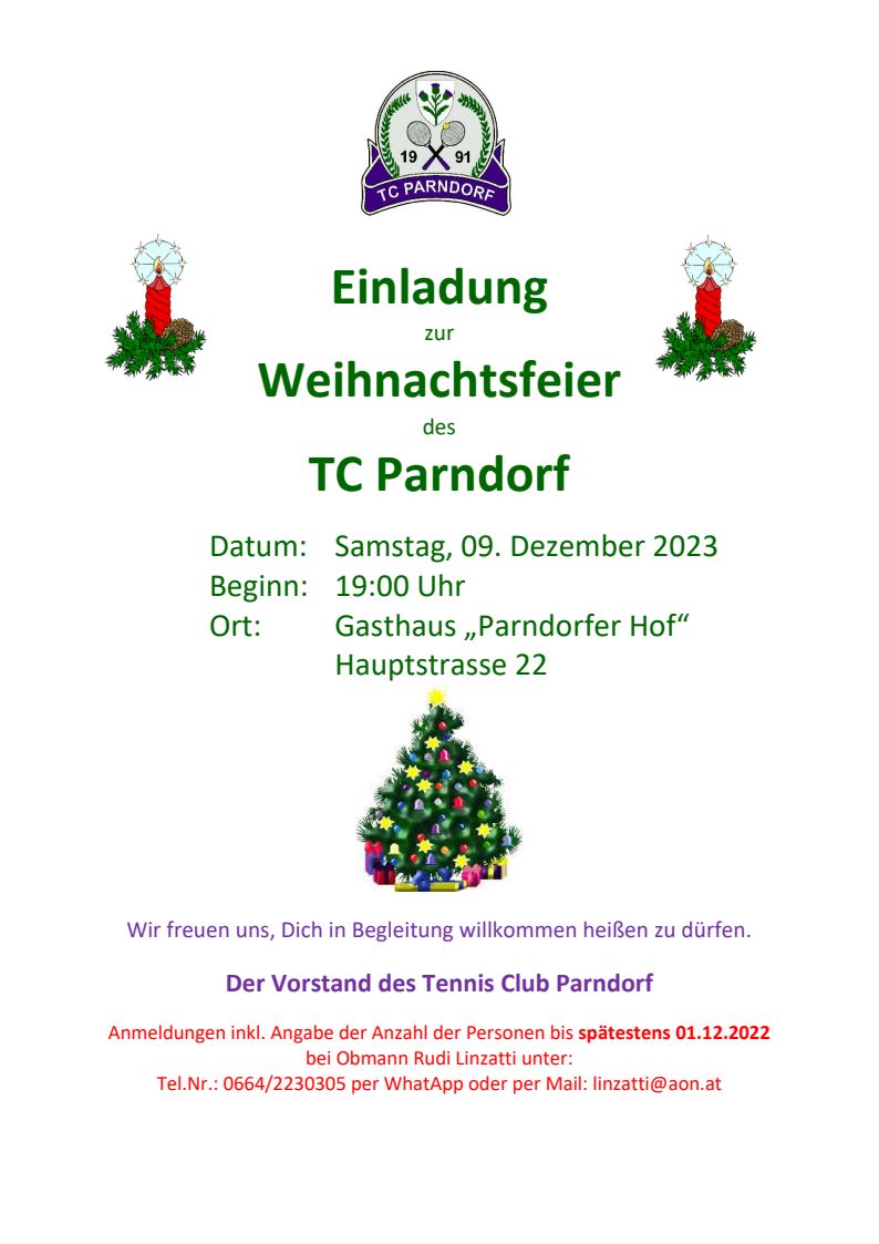 Einladung Weihnachtsfeier 2023